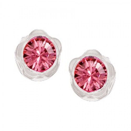 Flower Crystal Stud Earrings For Babies & Girls with Pink Quartz Crystal