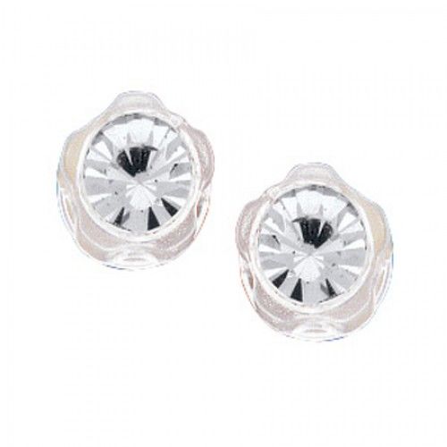 Flower Crystal Stud Earrings For Babies & Children with White Quartz Crystal