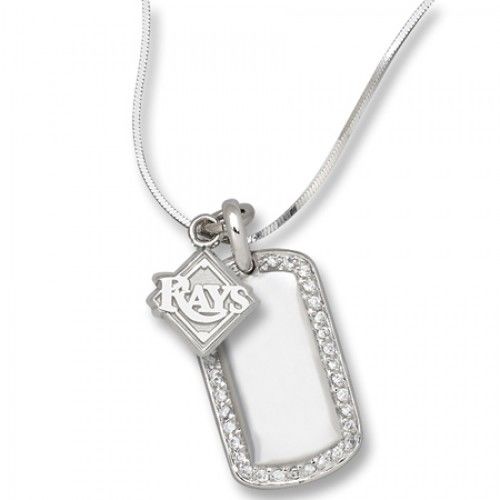Tampa Bay Rays Mlb Dog Tag Pendant Logo in Silver & Cz