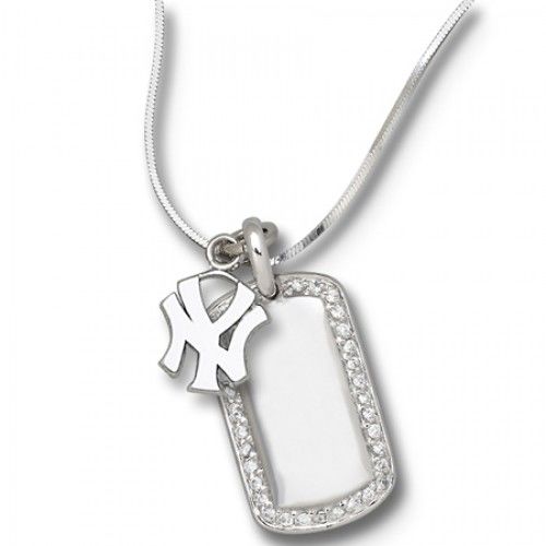 New York Yankees Mlb Dog Tag Pendant Logo W/ ""Ny"" Charm