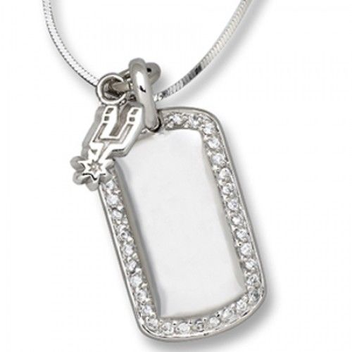 San Antonio Spurs Nba Dog Tag Pendant Logo-Silver & Cz