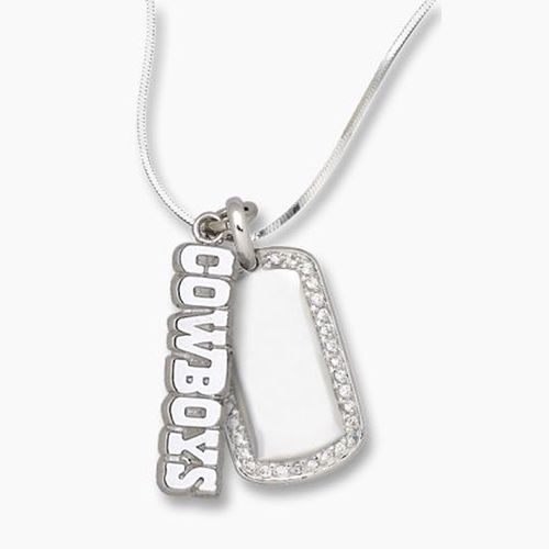 Dallas Cowboys Nfl Dog Tag Pendant Logo in Silver & Cz
