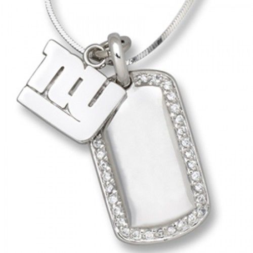New York Giants Nfl Dog Tag Pendant W/ Logo in Silver