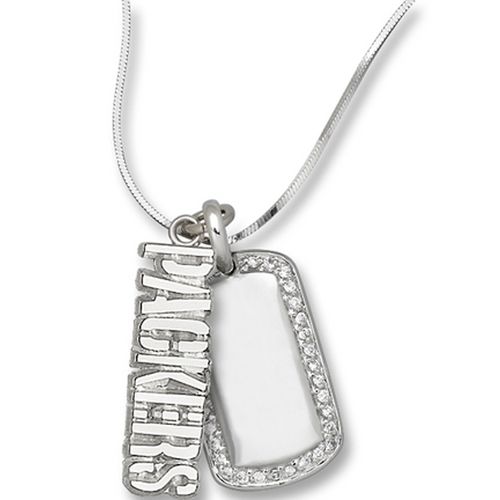 Green Bay Packers Nfl Dog Tag Pendant W/ Logo in Silve