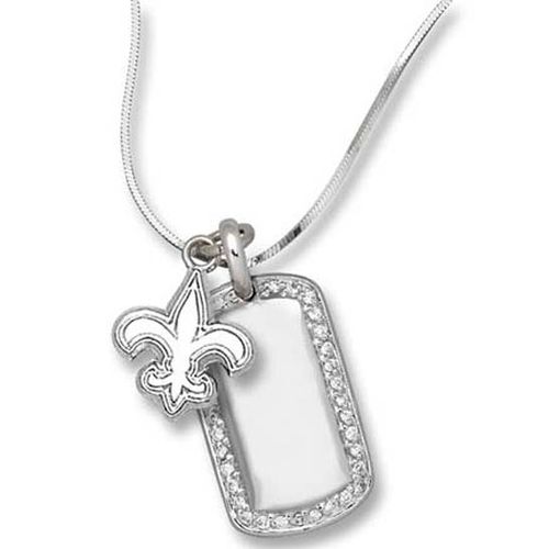 New Orleans Saints Nfl Dog Tag Pendant W Logo in Silver