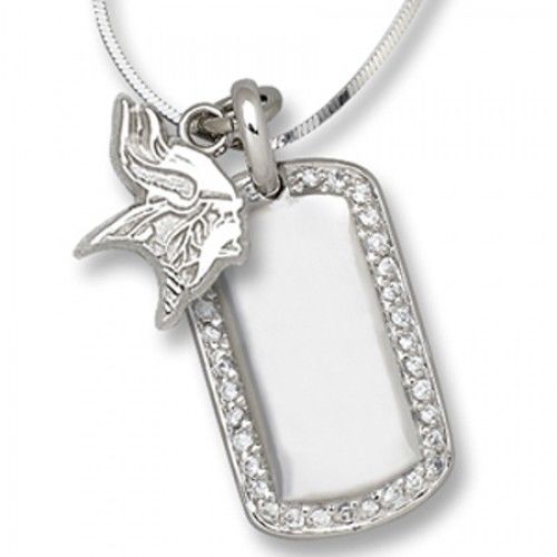 Minnesota Vikings Nfl Dog Tag Pendant W/ Logo in Silver