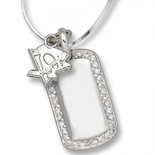 Pittsburgh Penguins Nhl Dog Tag Pendant Logo in Silver