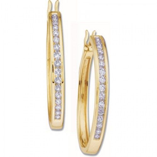 Stunning 14k Yellow Gold Hoop Diamond Earrings - 1/2 Cttw