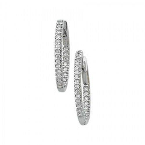 14k White Gold Classy Hoop Diamond Earrings - 1/2 Cttw