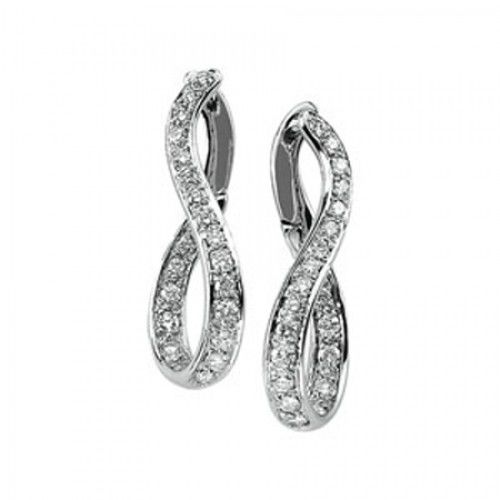 Diamond Earrings - 14k White Gold Hoops 1 Cttw