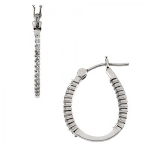 Diamond Earrings -  Platinum Hoops  1/4 Cttw