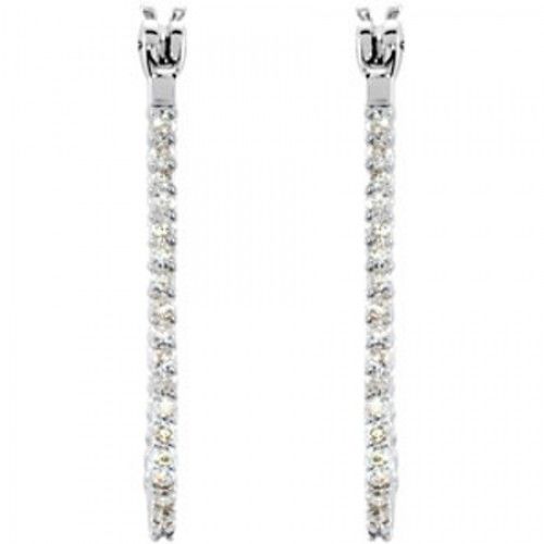 Diamond Earrings -  Platinum Hoops  1/2 Cttw