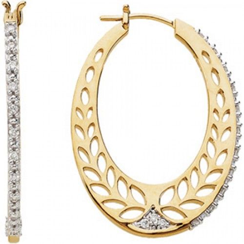 14k Yellow Gold Gorgeous Hoop Diamond Earrings - 1/3 Cttw