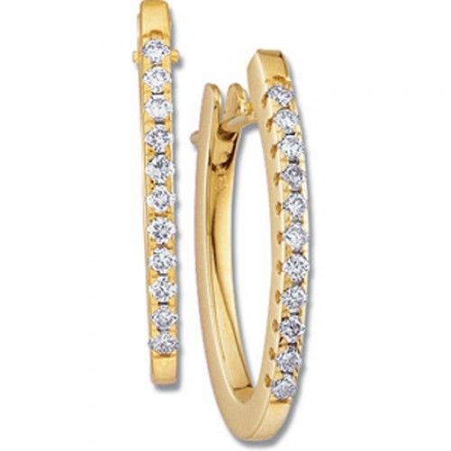 Diamond Earrings - 14k Yellow Gold Hoops 1/3 Cttw
