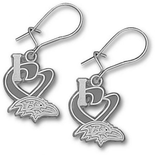Sterling Silver Baltimore Ravens 'I Heart Ravens' Dangle Earrings