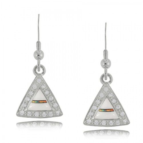 Moonstone Earrings in Sterling Silver Triangle Dangles