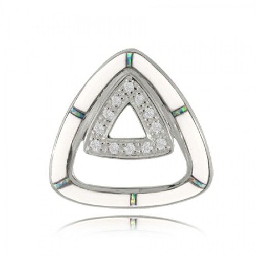 Open Triangle Moonstone Pendant Sterling Silver W/ Opal