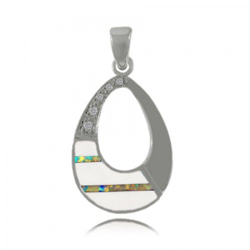 Moonstone Pendant in Sterling Silver - Opal Stripes New