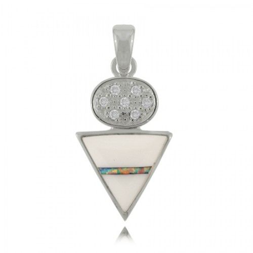 Moonstone Pendant Opal Stripe Sterling Silver Triangle