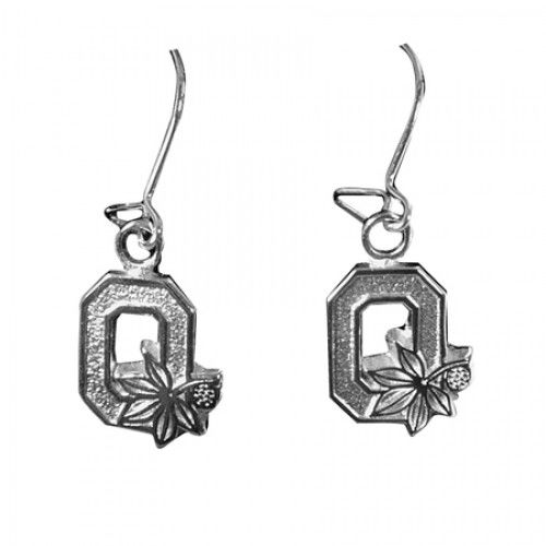 Sterling Silver Ohio State University Buckeye Dangle Earrings