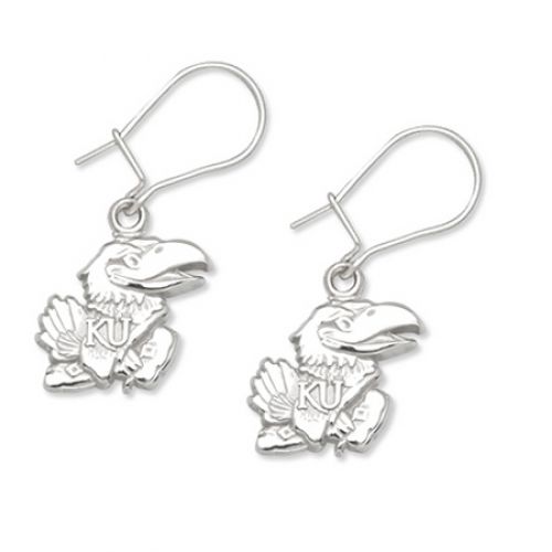 Sterling Silver University of Kansas Emblem Dangle Earrings