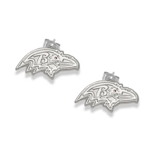 Sterling Silver Baltimore Ravens Mascot Dangle Earrings