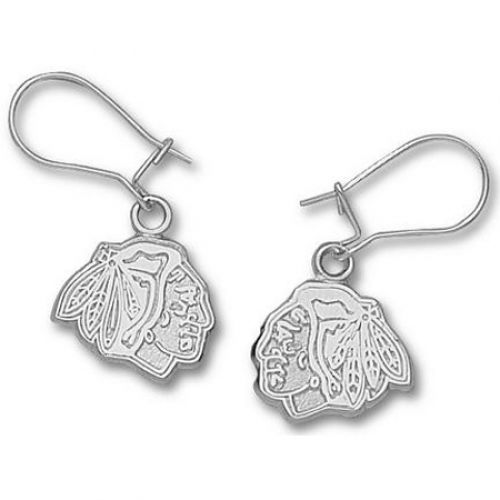 Sterling Silver Chicago Blackhawks Dangle Earrings