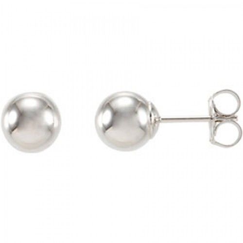 3mm Ball Stud Earrings - Bright Finish in 14k White