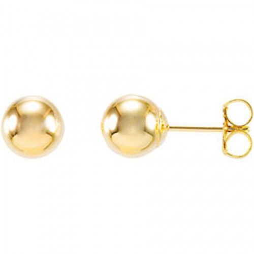 6mm Ball Stud Earrings - Bright Finish in 14k Yellow