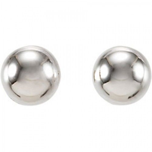 6mm Ball Stud Earrings - Bright Finish in 14k White