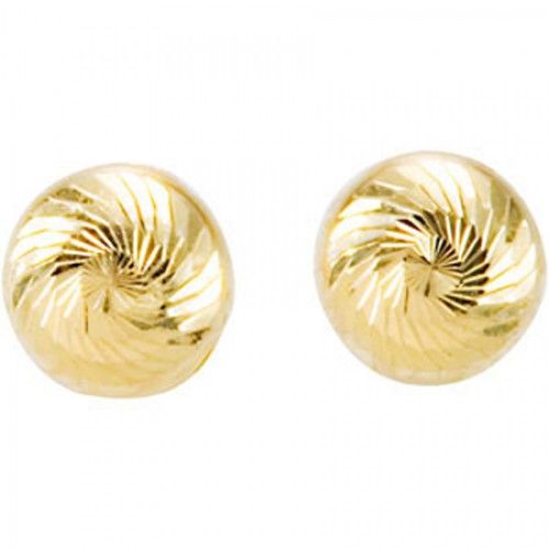 5mm Ball Stud Earrings - Diamond Cut Facets in 14k Yellow