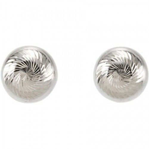 6mm Ball Stud Earrings - Diamond Cut Facets in 14k White
