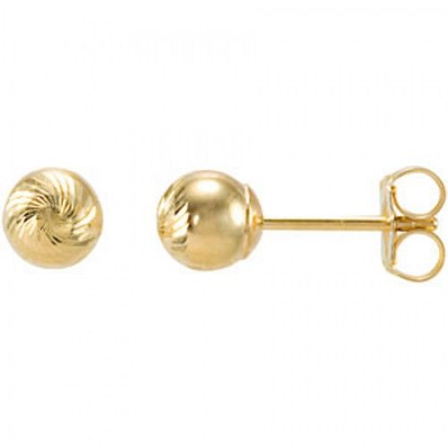 7mm Ball Stud Earrings - Diamond Cut Facets in 14k Yellow