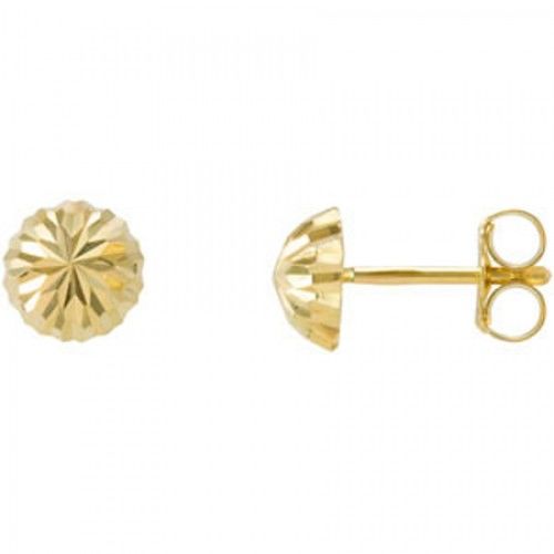 6mm Ball Stud Earrings - Half Ball Starburst in 14k Yellow