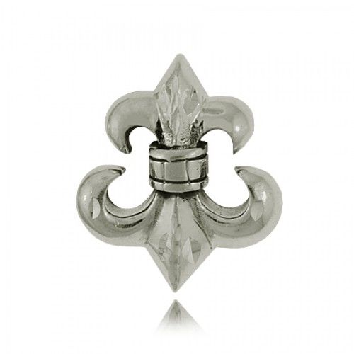 Fleur De Lis Pendant in Sterling Silver 925 - New 27mm