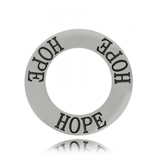 Hope Affirmation Ring - Circle Pendant Sterling Silver