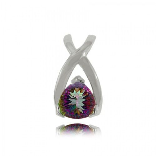 Mystic Fire Topaz Pendant Sterling Silver Trillion New