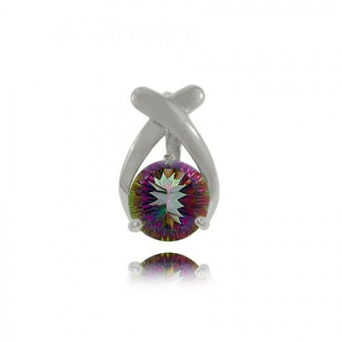 Mystic Fire Topaz Pendant W/ Sterling Silver X Bail New