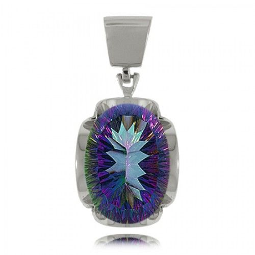 Neptune Garden Topaz Pendant Sterling Silver Wavy Frame