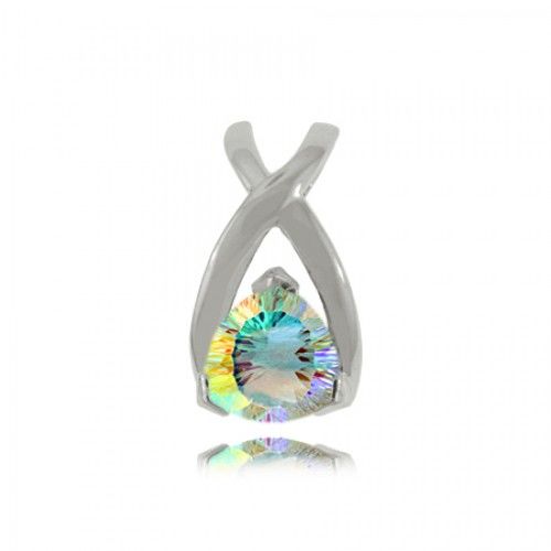 Sea Mist Topaz Pendant Sterling Silver Radiant X Slide