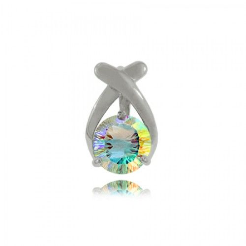 Sea Mist Topaz Pendant Sterling Silver Radiant Round X