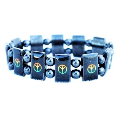 Magnetic Peace Sign Stretch Bracelet Case Pack 120