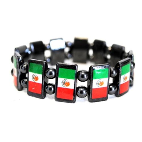 Magnetic Mexican Flag Stretch Bracelet Case Pack 120