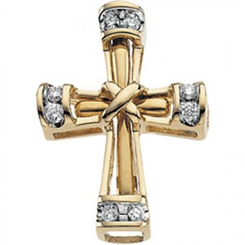 Cross Pendant with Diamonds in Gorgeous Yellow Gold
