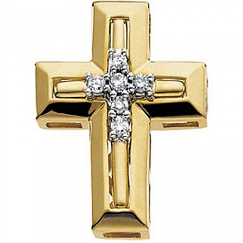 Cross Pendant with Diamonds in Striking Yellow Gold