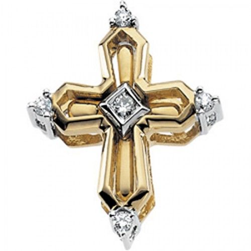 Cross Pendant with Diamonds in Wonderful Yellow Gold