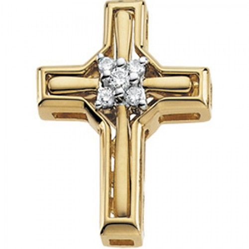 Cross Pendant with Diamonds in Astonishing Yellow Gold