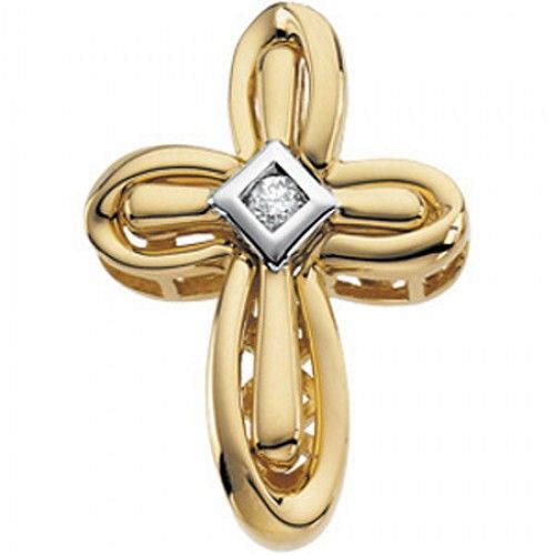 Cross Pendant with Diamonds in Fantastic Yellow Gold