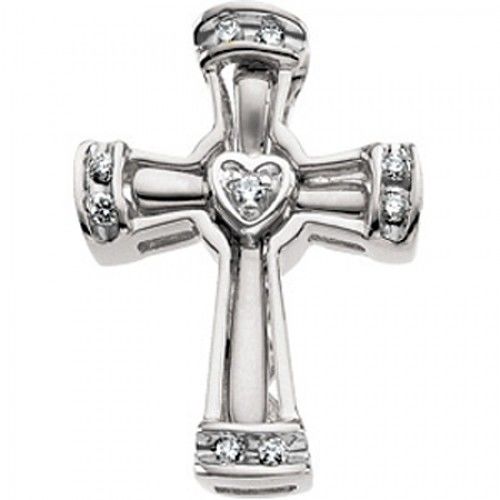 Heart & Cross Pendant with Diamonds in Amazing White Gold