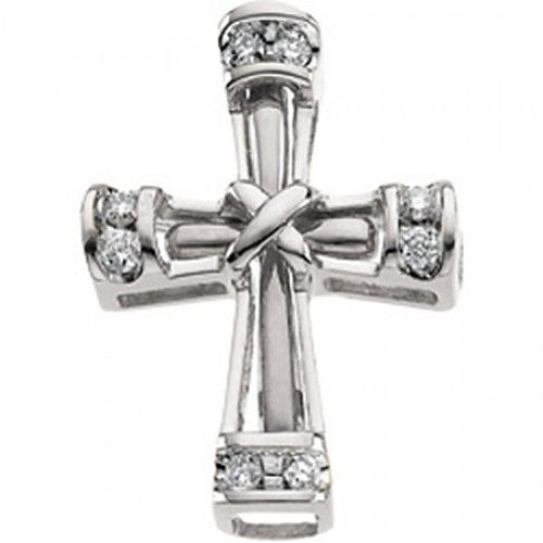 Cross Pendant with Diamonds in Fantastic White Gold